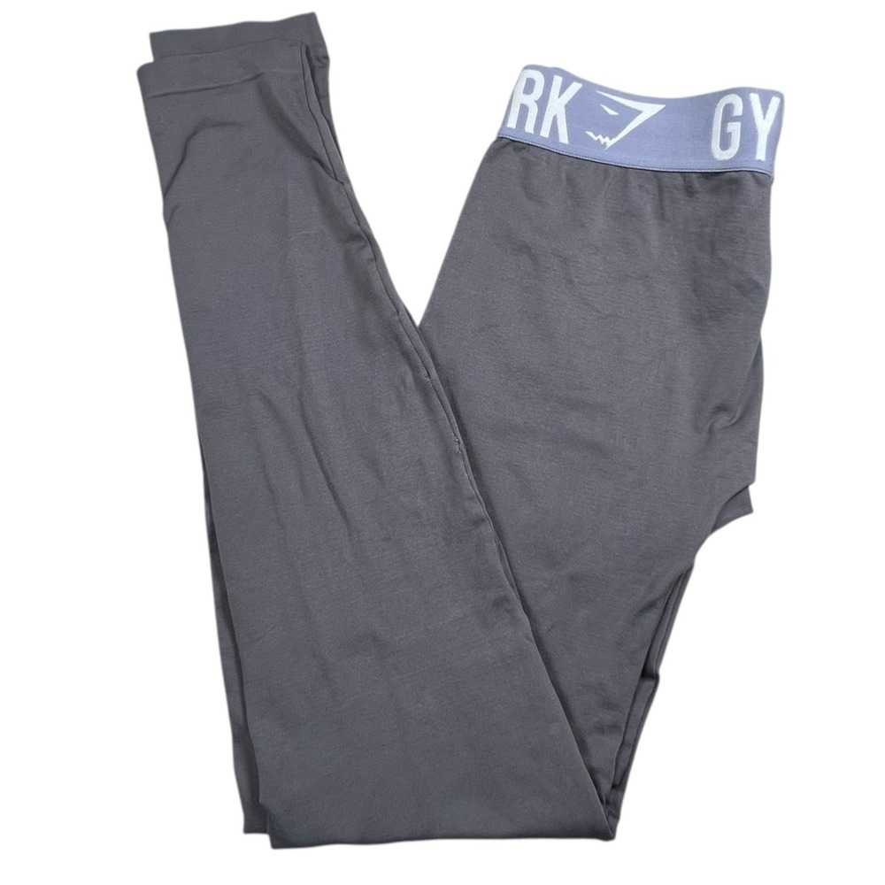 Gymshark Womens Small Seamless Leggings Gray Branded‎ Waistband Low Rise